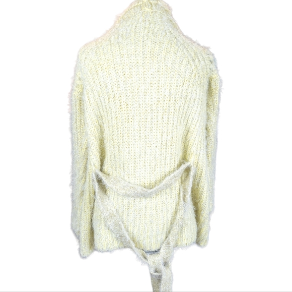 Anthropologie Larkin Yellow Shimmer Tie Front Cardigan -XS - Picture 6 of 8